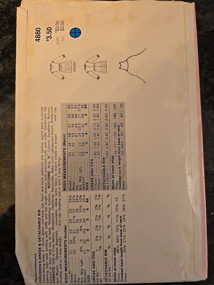 Vth Butterick 4880 Strawberry Shortcake Fashions Dress, Size 5-6-6x Uncut  - Image 2 of 2