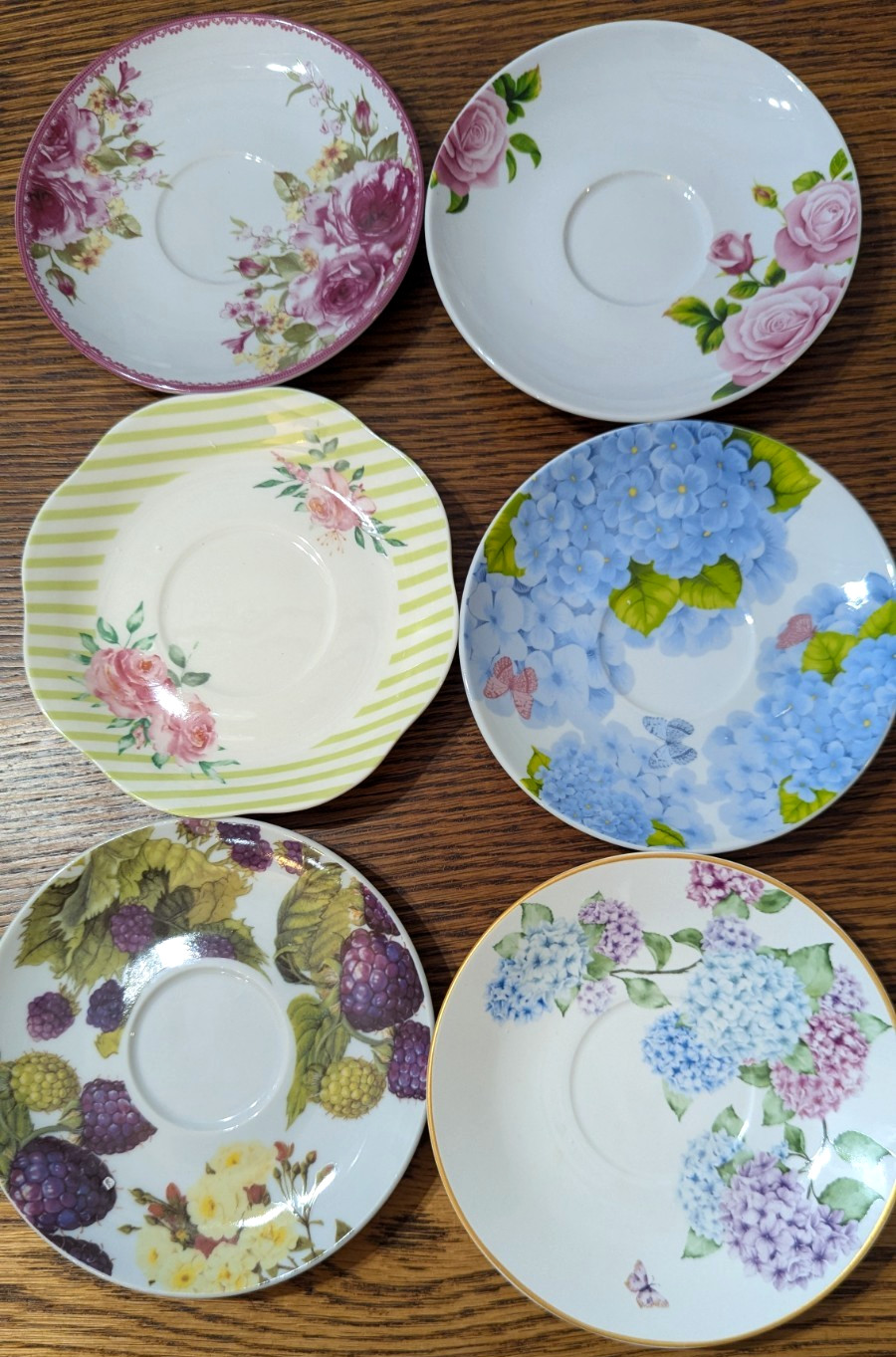 New TEA CUPS/SAUCERS - All are MATCHED - Premium Selection Lot of 6 BEAUTIFULL!!