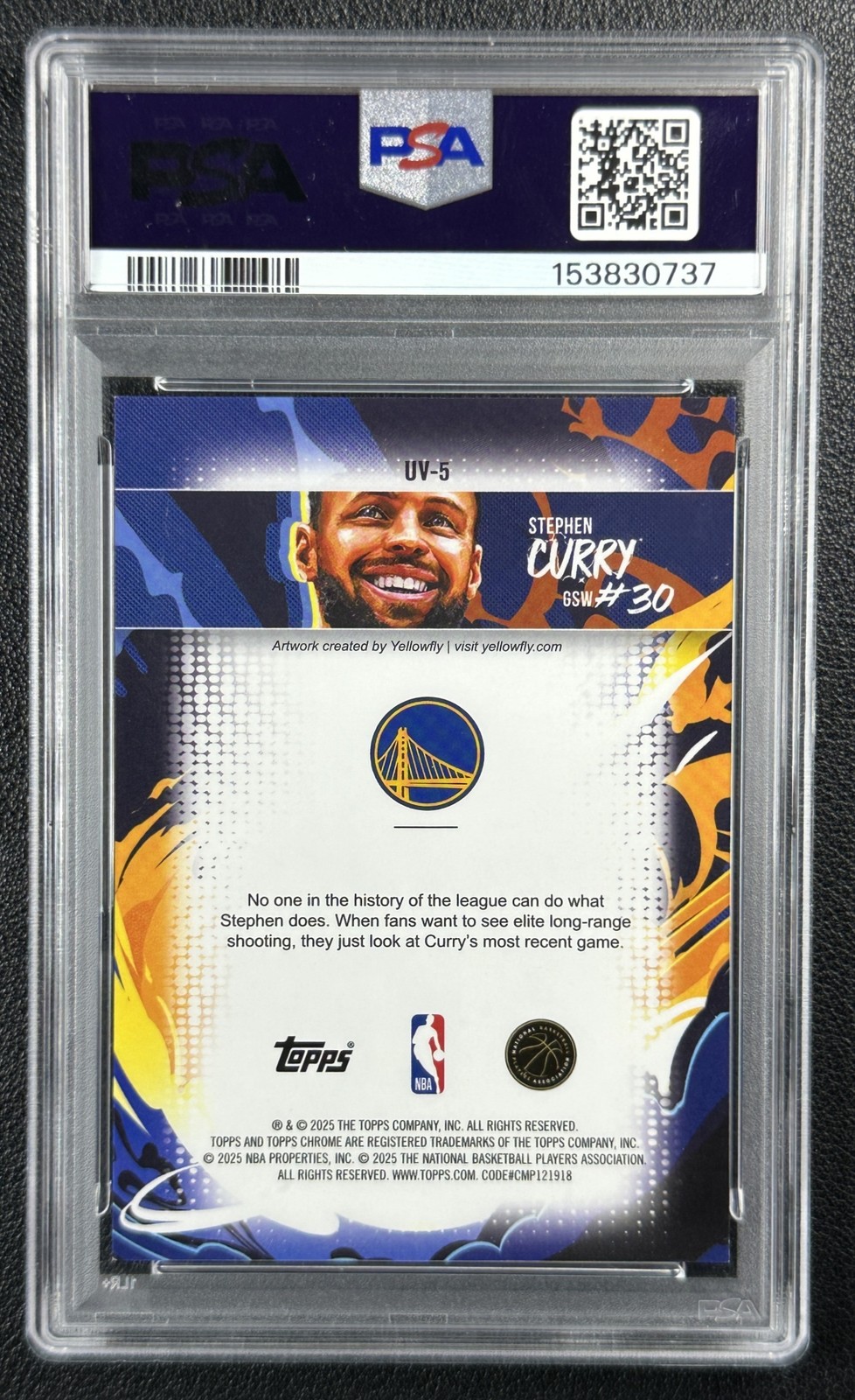 STEPHEN CURRY PSA 9 2025-26 TOPPS CHROME #UV-5 ULTRA VIOLET SSP WARRIORS 0737 view 2