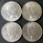 Lot of Four 1923 $1 Peace Silver Dollars