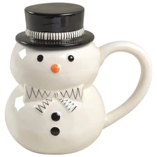 Potter's Studio Black and White Snowman Mug & Lid 11906069