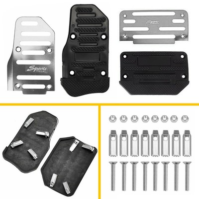 Universal Non-Slip Automatic Gas Brake Foot Pedal Pad Cover Car Accessory Silver