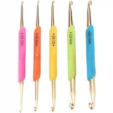Crochet Hook Set Double-Ended Aluminum Knitting Tool 5 Pcs Soft