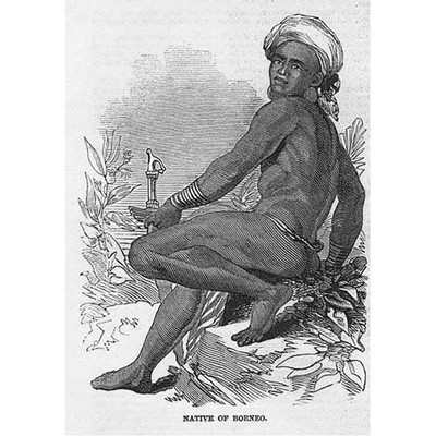 MALAYSIA A Native of Borneo - Antique Print 1847