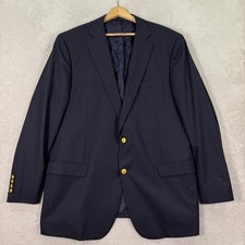 Brooks Brothers 1818 Madison Barberis Navy Wool Blazer Mens 46L Gold Buttons EUC