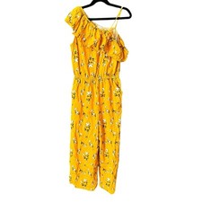 Tucker  Tate Jumpsuit Girls Large Yellow Floral romper ruffle one shoulder