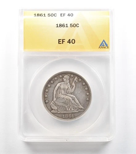 1861 Seated Liberty Half Dollar EF40 ANACS *5631