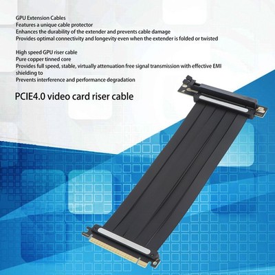 PCIE4.0 X16 Extension Cable High Speed EMI Shielding GPU Riser Cable Flexibl T 