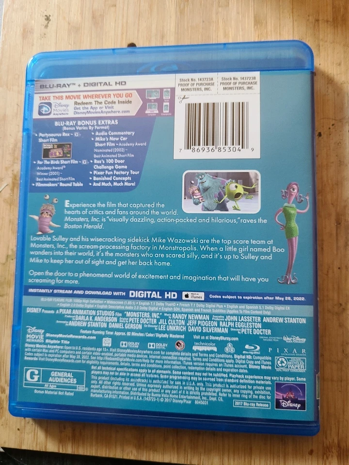 2 Bundle Blu-ray Disneys Monsters Inc & Monsters University  - Image 3 of 4