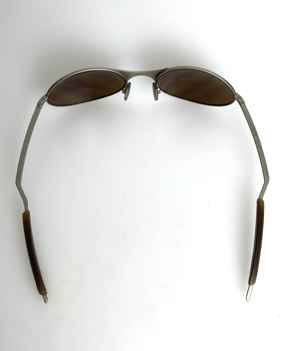 RARE Vintage OAKLEY 90s E Wire Matte Gold Frame Gold Mirror