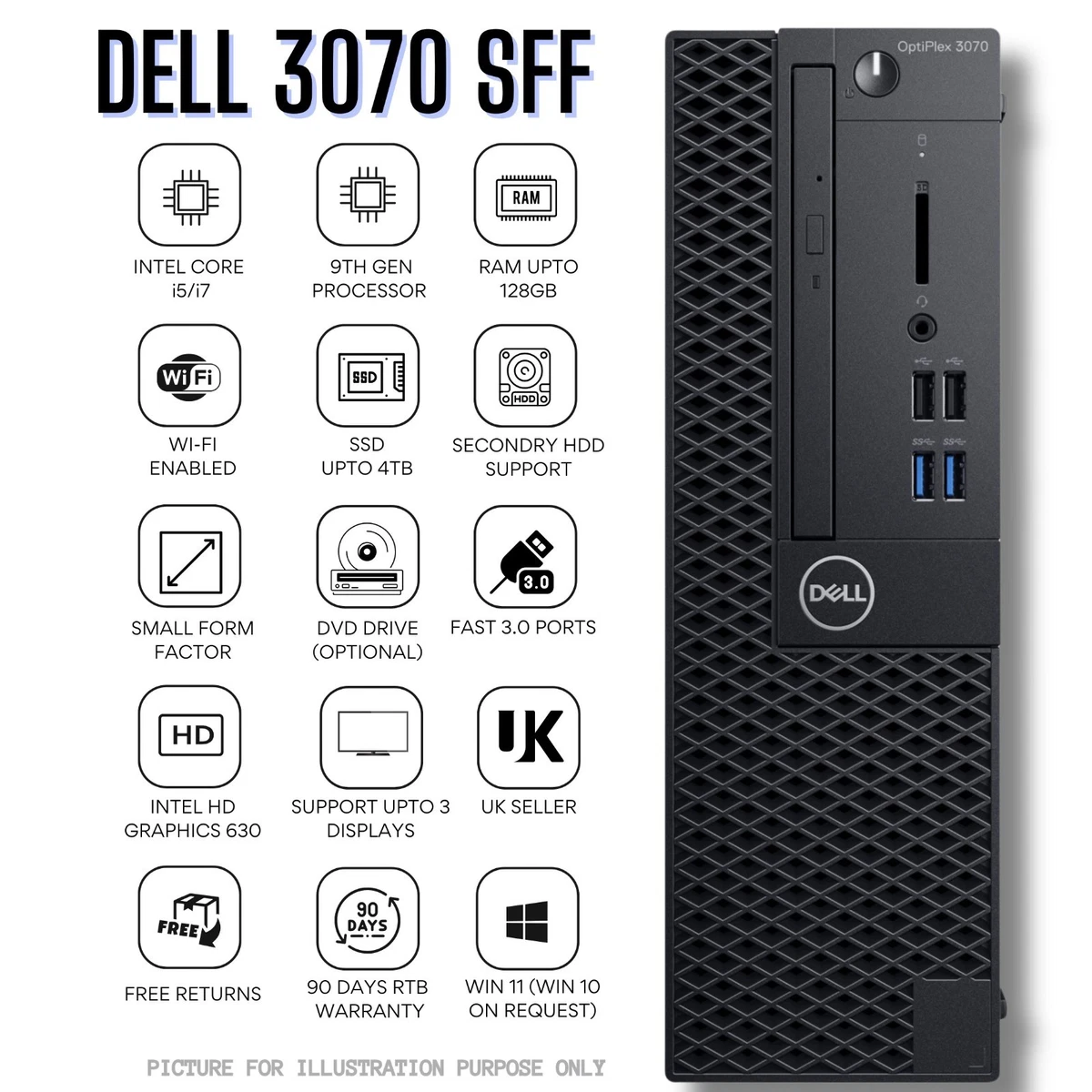 デル i7-9700 M.2 SSD＋2.0TB Win11 Pro 24GB Intel Core i7 9th Gen. PC Desktops & All-In-One Computers for sale