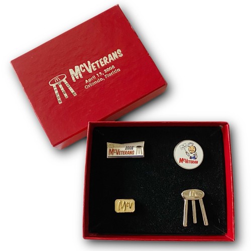 McDonald’s Pins McVeterans April 13, 2008 Orlando Florida Boxed Set Metal Lapel - Picture 2 of 12