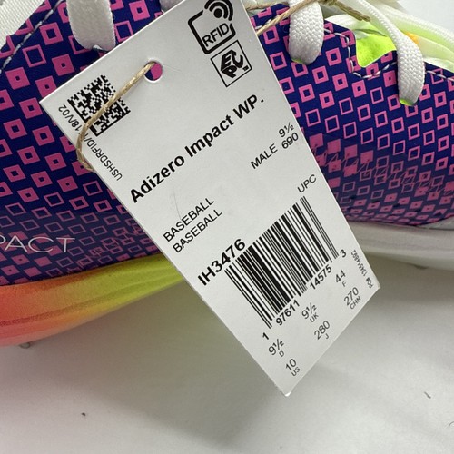adidas Adizero Impact WP Baseball Cleats IG3476 Men’s 10 NWOB White Pink Neon - Picture 10 of 12