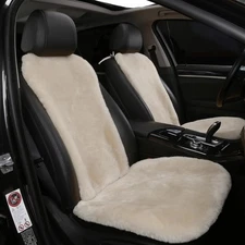 Dotesy 2 Packs Genuine Australia Sheepskin Auto Front Seat Pearl White 