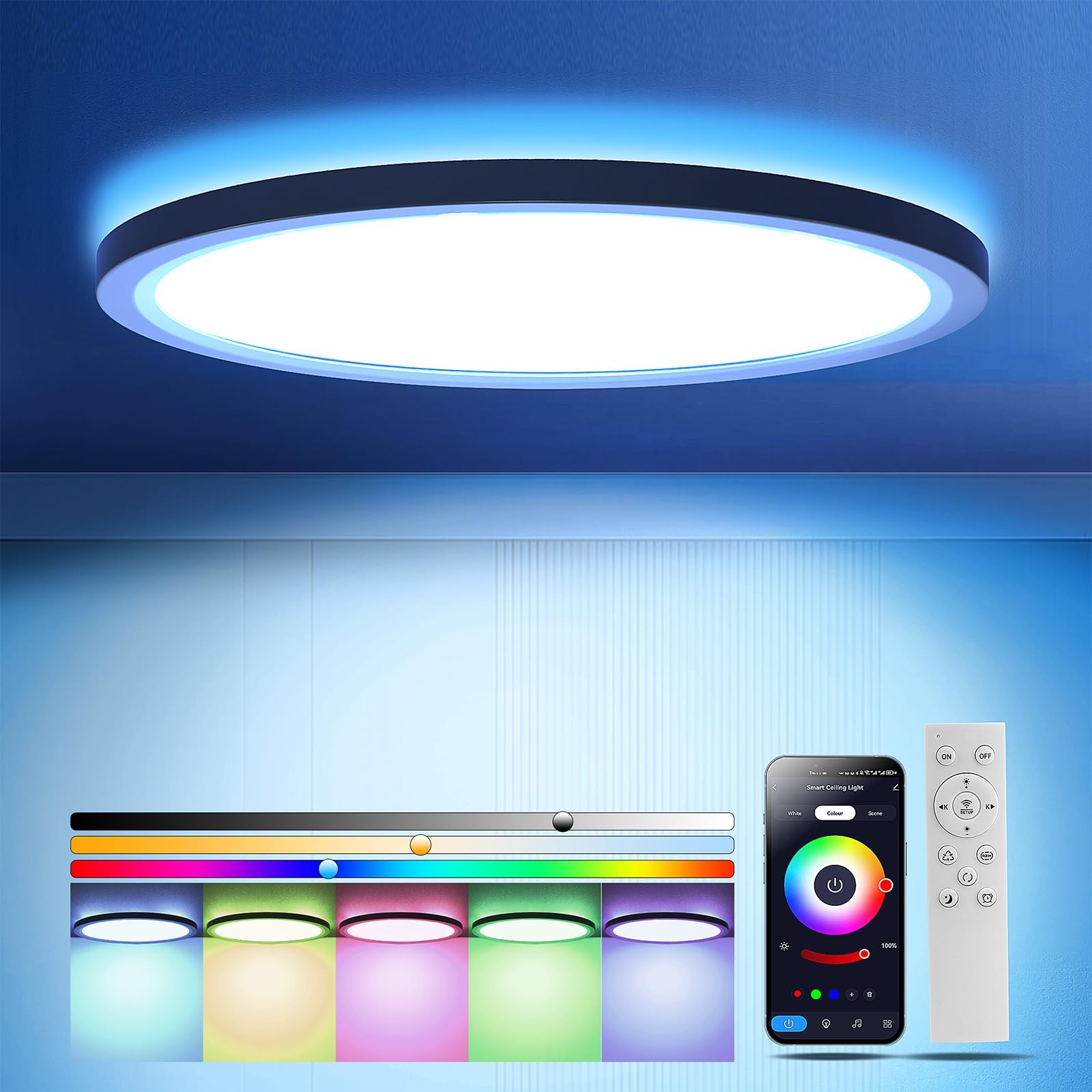 Lampadario Moderno LED 36W RGB per Bagno e Camera con Telecomando