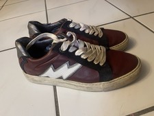 Zadig  Voltaire ZV1747 Flash Low Top Sneakers Burgundy Leather Size 39