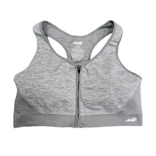 Avia Sports Bra Womens XXXL Gray Front Zip Medium Support Athletic Gym Racerback