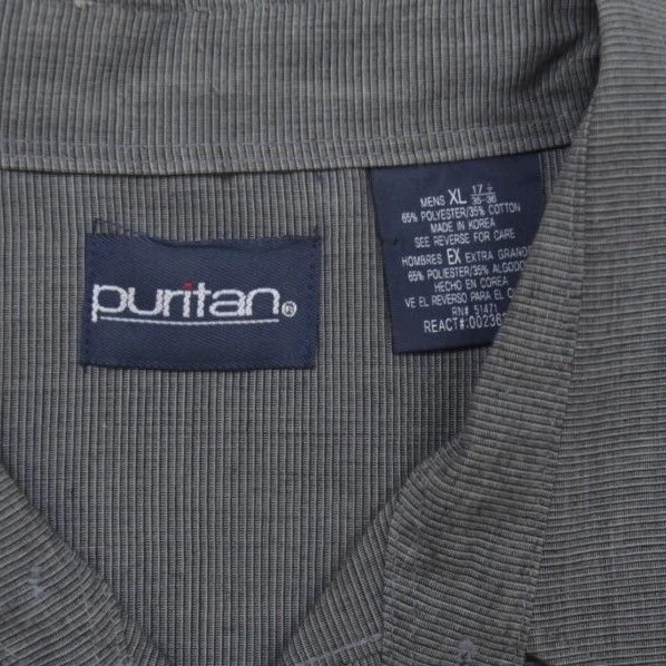 Camisa de Vestir Puritan 17.5 35/36 XL Gris Manga Larga Algodón Poliéster Bolsillo 1-66 Foto 4 de 4