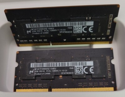 Lot 2x2GB 4GB MICRON Micro RAM MT4KTF25664HZ-IG6E2 1RX16 PC3L -12800S-11-13-C3