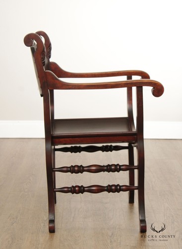 Antique Stomps-Burkhardt Carved Mahogany Saddle Hall Chair - Picture 4 of 12