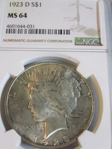 1923-D PEACE SILVER DOLLAR NGC MS64 MIRROR LIKE OBV