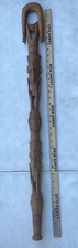 Vtg Hand Carved Wood Tribal Tiki Walking Stick Cane Folk Art 37  Long Pacific