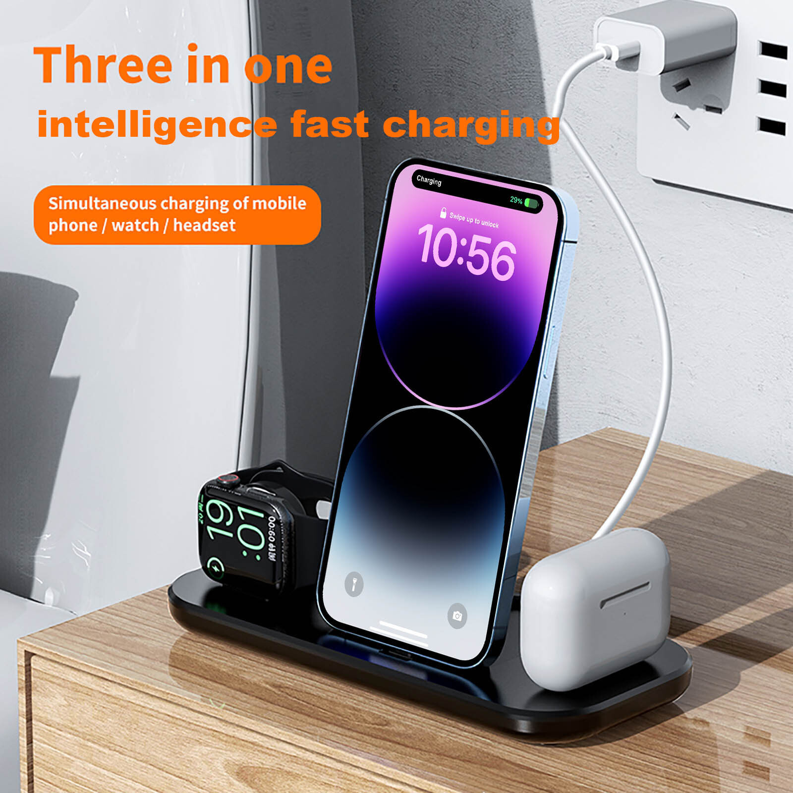 3IN1 Fast Charger Dock USB Charging Station For Apple Watch 8 7 iPhone 14 13 12 eBay