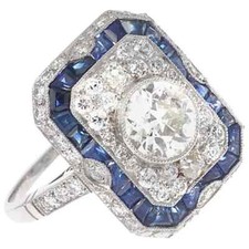 Revival Art Deco 1.08 Carat Old European Cut White CZ Sapphire Dazzling Ring