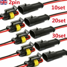 10/30Kit 12V 2Pin Cable Wire Connector Plug Waterproof Sealed For Electrical Car