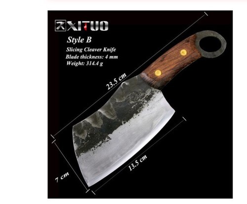 Hand Made Forged Small Kitchen Meat Cleaver Chef Cook Processing Butcher Knife - Picture 12 of 13
