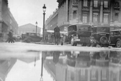 Reflection due to rain Place de la Concorde Paris France 1932 Old Photo