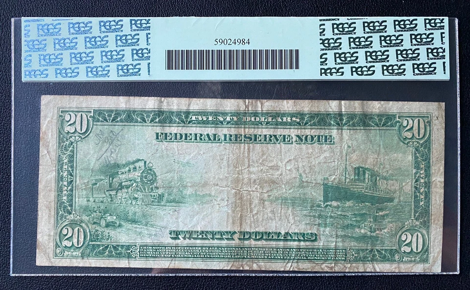 1914 $20 Federal Reserve Note Philadelphia Fr. 972 PCGS 25 VF - Image 3 of 4