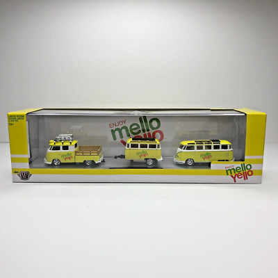 M2 Machines Mello Yello 1960 VW Double Cab w/Trailer 1960 Microbus TWO5 1:64
