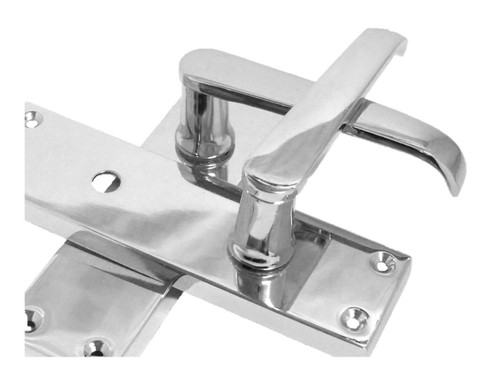 Bathroom Door Handle Chrome Straight Lever Handles 1x pair with privacy lock - Picture 14 of 27