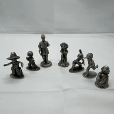 VTG Hudson Pewter Miniature Figurines Lot Of 7 Football Baseball Cowboy Sheriff 