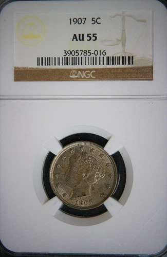 1907 Liberty Nickel - NGC AU55 - Nice Coin!!