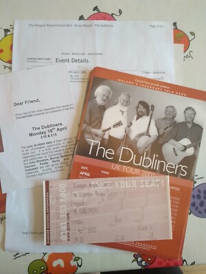 Dubliners Irish folk glasgow Dublin Ireland Gig ticket live press promo tour fly