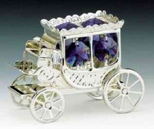 SILVER PLATED PURPLE AUSTRIAN CRYSTAL COACH ORNAMENT FIGURINE MADE IN USA