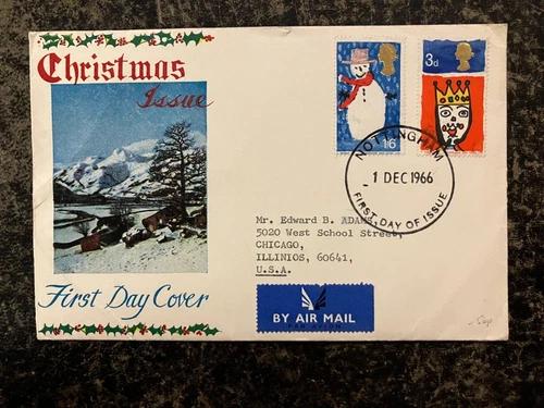 United Kingdom 1966 - Christmas FDC with stamps set Nottingham