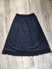 VTG Olga Secret Hug 963F Black Half Slip Skirt Lace Bow Nylon Pinup Lingerie S