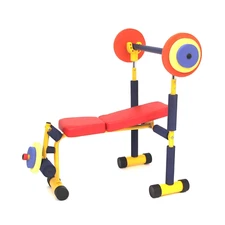 Redmon Fun & Fitness for Kids Adjustable Weight Bench Press Set W/ Barbell & Foa