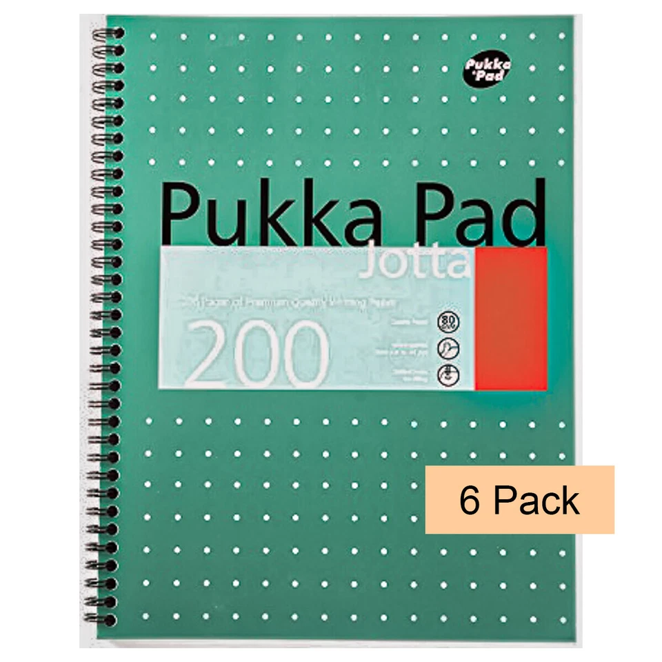 6x Pukka Pad A4 Metallic Jotta Wirebound Lined Notebook 200 Pages 80gsm (JM018)