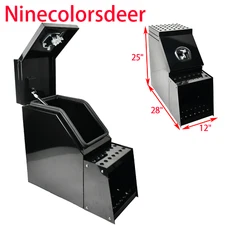 25''×28''×12'' Aluminum Side Mount Semi Truck Storage Tool Box w/Saddle Step BK