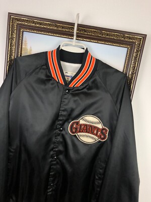 Vintage 80's San Francisco Giants Chalkline Black Satin Bomber