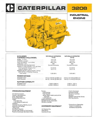 Equipment Data Sheet - Caterpillar - 3208 - Industrial Engine