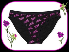 M Black Hot Pink SHIMMER LOGO Stretch COTTON Victoria's Secret BIKINI Pantie