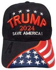 Trump 2024 Embroidered Hat Black Adjustable Baseball Cap X1