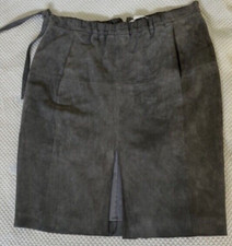 Halston Heritage Suede Lamb Leather Skirt with Pockets in Gray, Size 10
