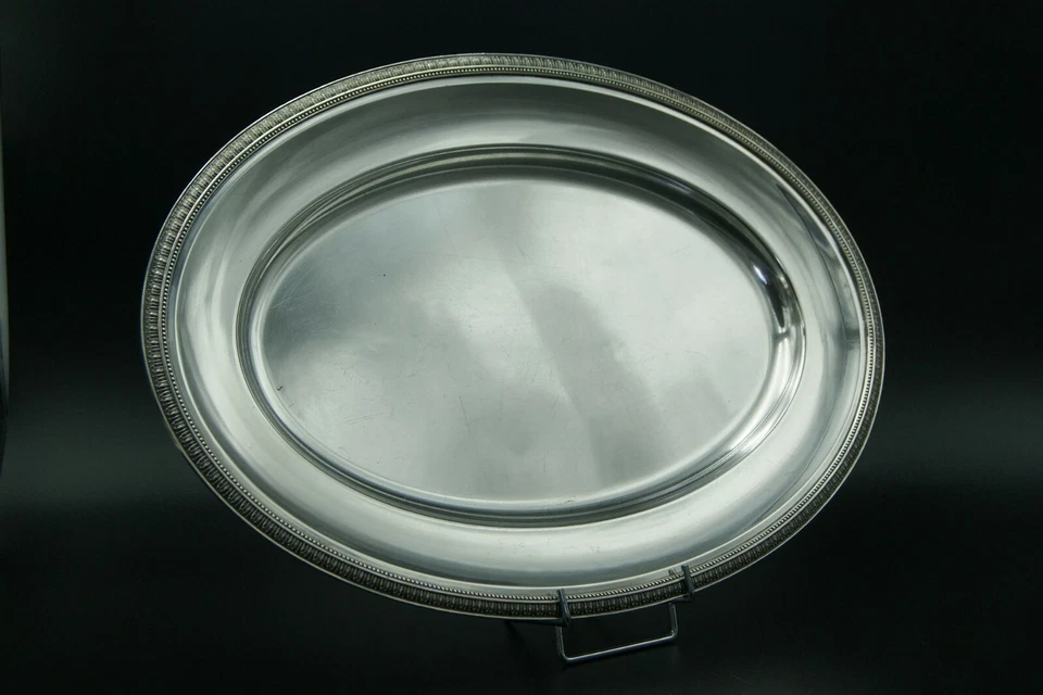 БОЛЬШОЙ ОВАЛЬНЫЙ ПОДНОС CHRISTOFLE MALMAISON XXL РЫБА ОВОЩНОЕ МЯСО ПОСЕРЕБРЕННАЯ ФРАНЦИЯ - Изображение 4 из 4