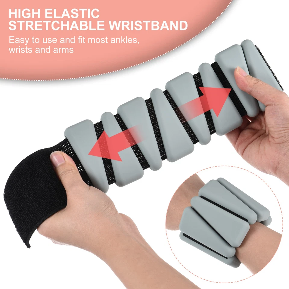 Pesas de tobillo de muñeca ajustables en total (1 lb cada una) de 2 libras grises pesas de piernas de entrenamiento Foto 4 de 4